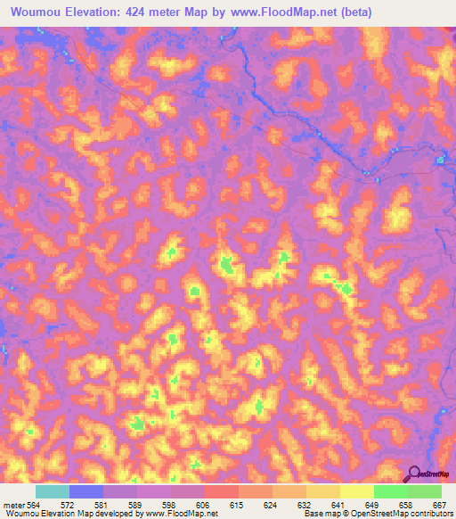 Woumou,Gabon Elevation Map
