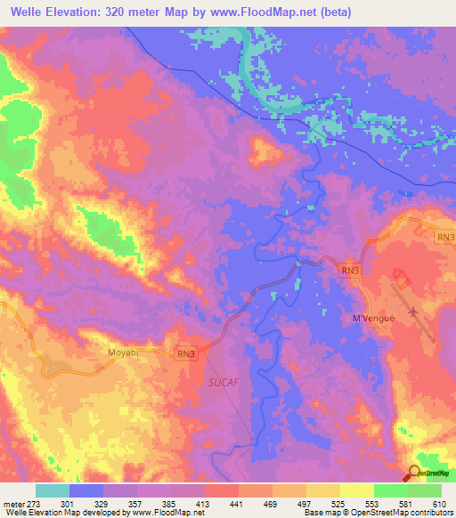Welle,Gabon Elevation Map