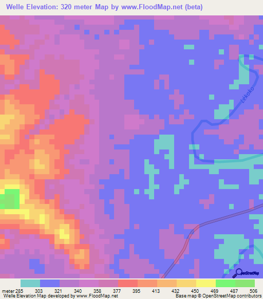 Welle,Gabon Elevation Map