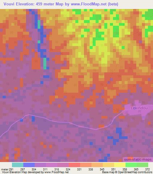 Vouvi,Gabon Elevation Map