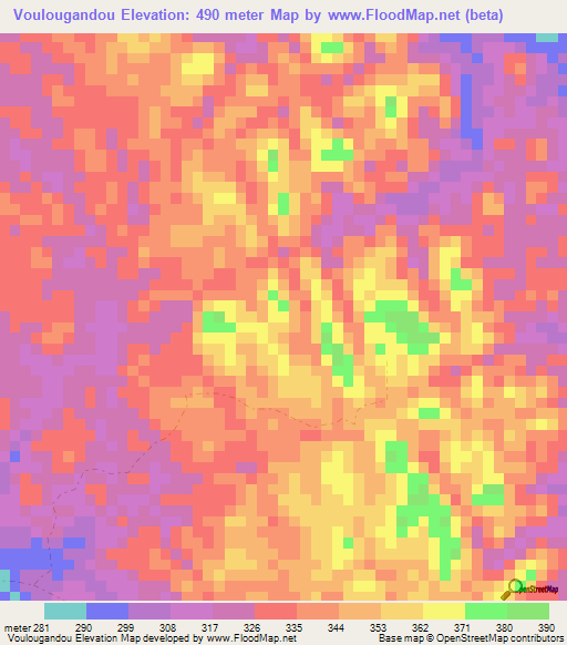 Voulougandou,Gabon Elevation Map