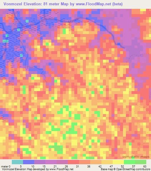 Vonmozel,Gabon Elevation Map