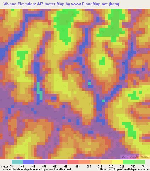 Vivane,Gabon Elevation Map