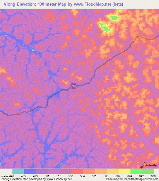 Viong,Gabon Elevation Map