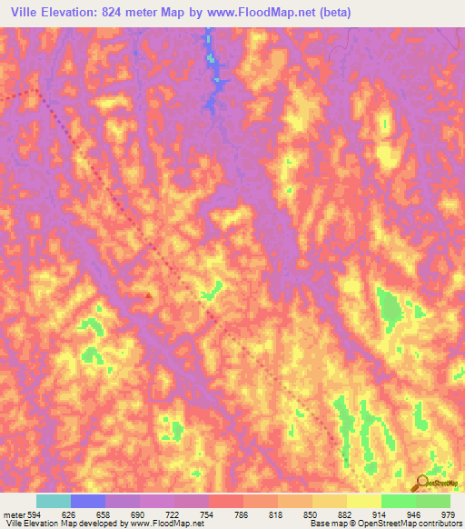 Ville,Gabon Elevation Map