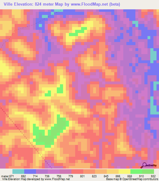Ville,Gabon Elevation Map