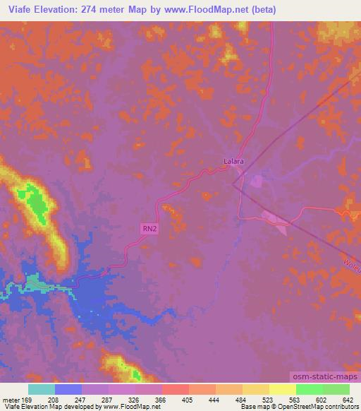 Viafe,Gabon Elevation Map