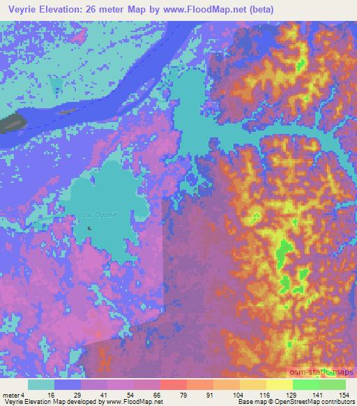 Veyrie,Gabon Elevation Map