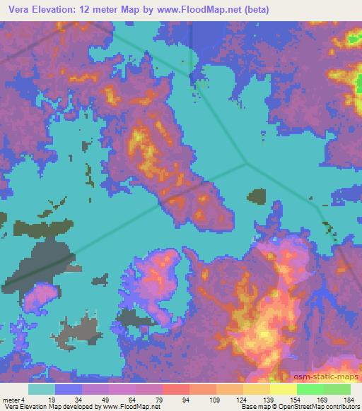 Vera,Gabon Elevation Map