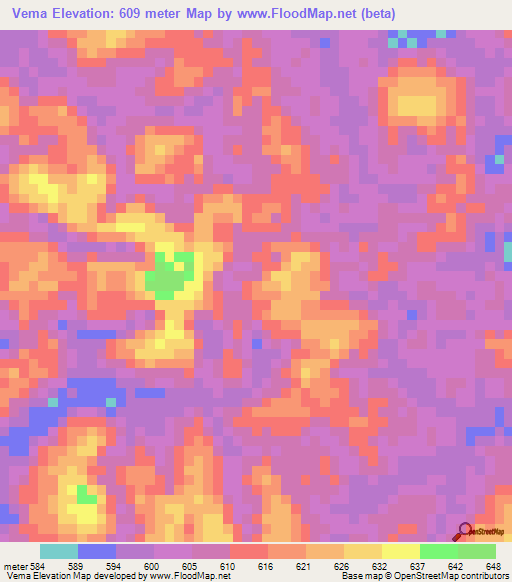 Vema,Gabon Elevation Map