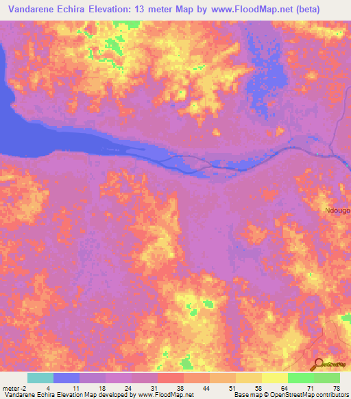 Vandarene Echira,Gabon Elevation Map