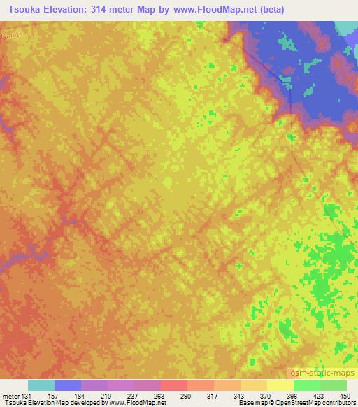 Tsouka,Gabon Elevation Map