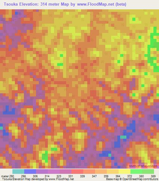 Tsouka,Gabon Elevation Map
