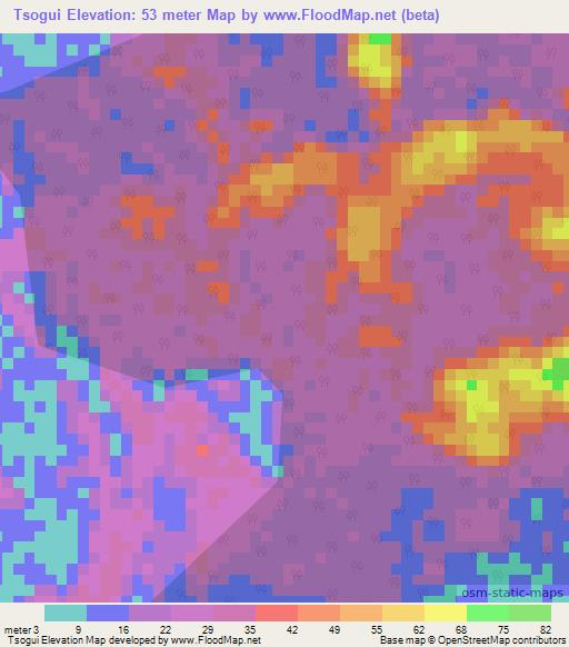 Tsogui,Gabon Elevation Map