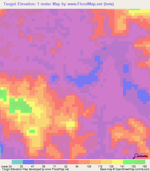Tsogni,Gabon Elevation Map
