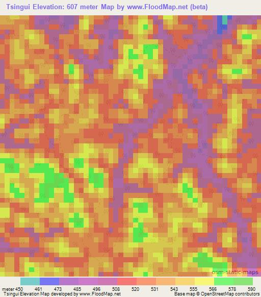 Tsingui,Gabon Elevation Map