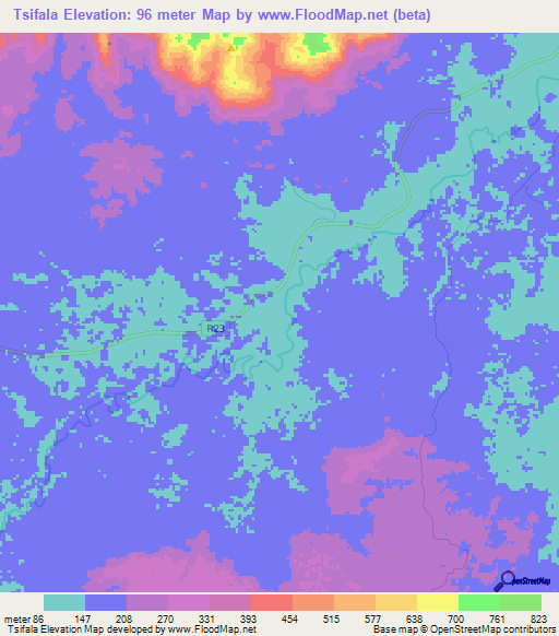 Tsifala,Gabon Elevation Map