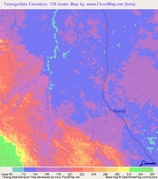Tsienguifala,Gabon Elevation Map