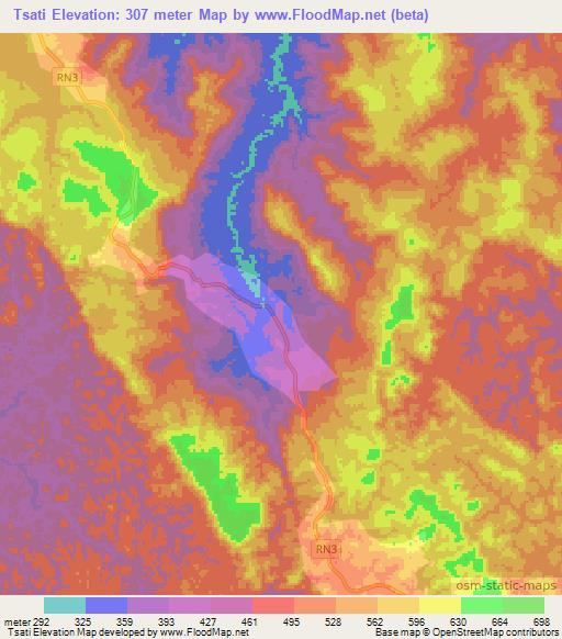 Tsati,Gabon Elevation Map