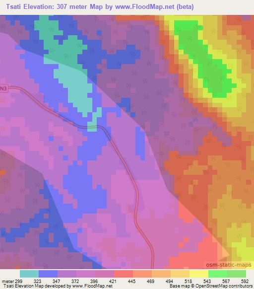 Tsati,Gabon Elevation Map