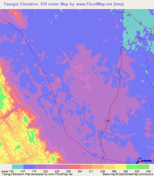 Tsangui,Gabon Elevation Map