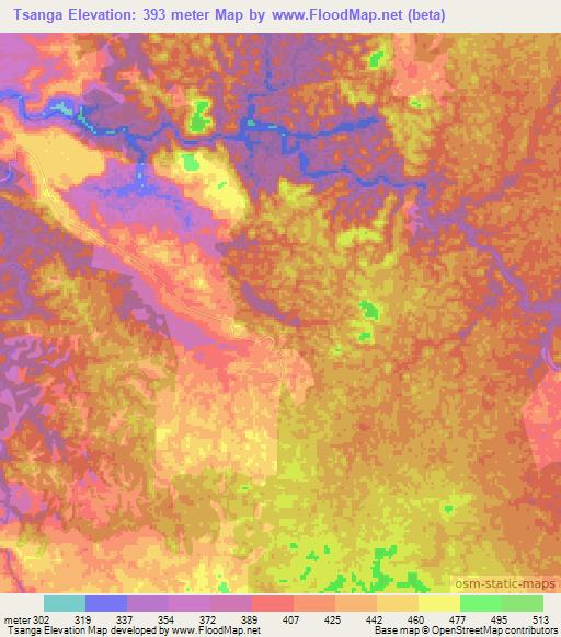 Tsanga,Gabon Elevation Map