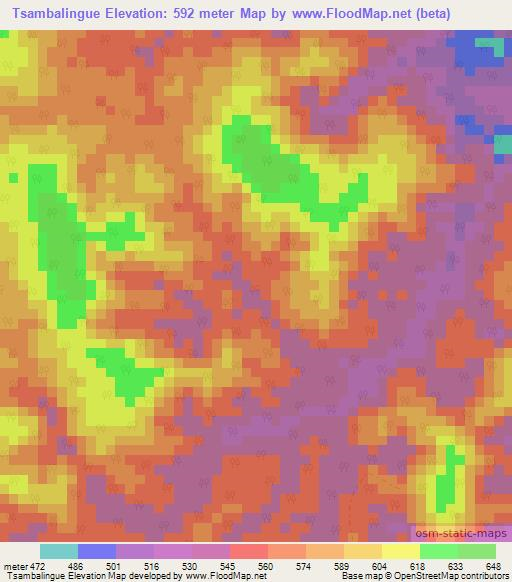 Tsambalingue,Gabon Elevation Map
