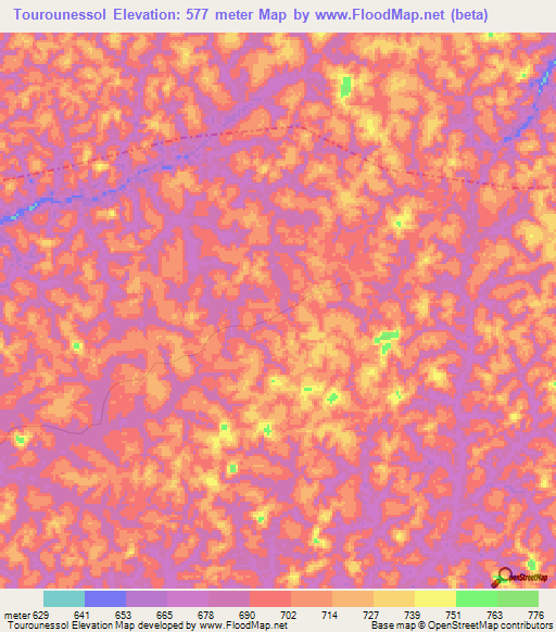 Tourounessol,Gabon Elevation Map