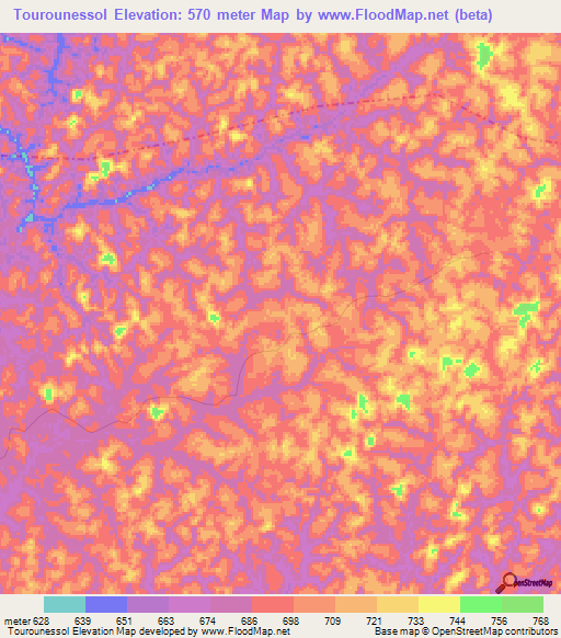 Tourounessol,Gabon Elevation Map