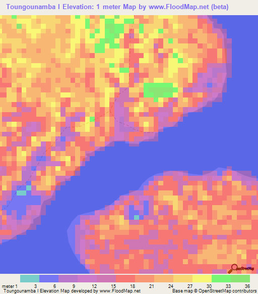 Toungounamba I,Gabon Elevation Map