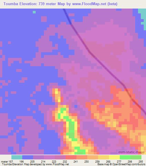 Toumba,Gabon Elevation Map