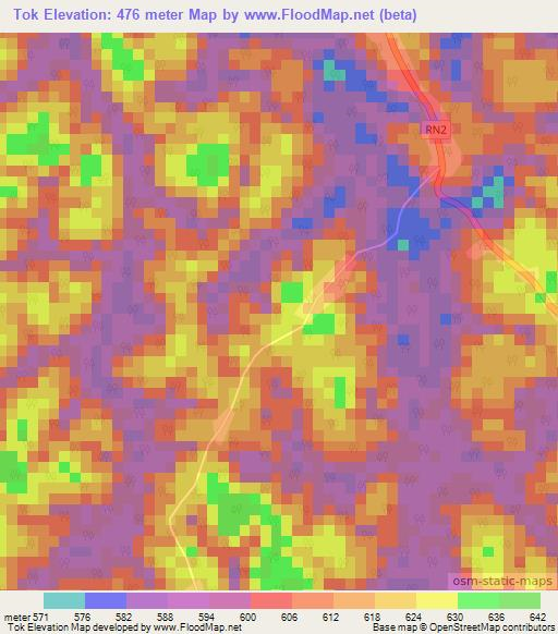 Tok,Gabon Elevation Map