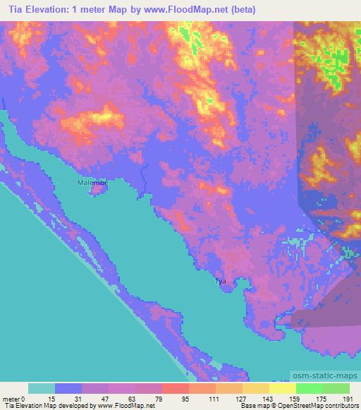 Tia,Gabon Elevation Map