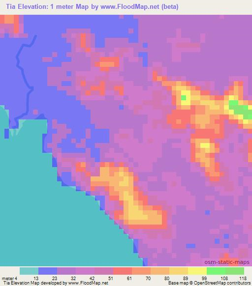 Tia,Gabon Elevation Map