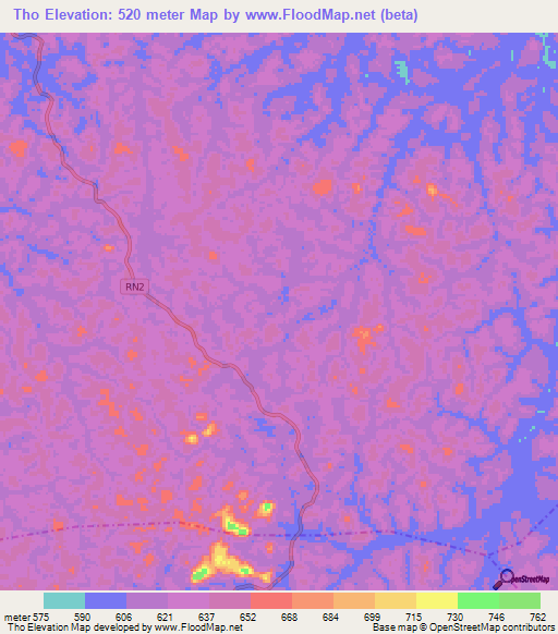 Tho,Gabon Elevation Map