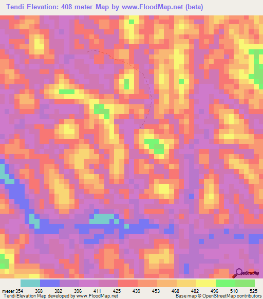 Tendi,Gabon Elevation Map