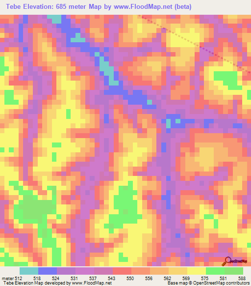 Tebe,Gabon Elevation Map