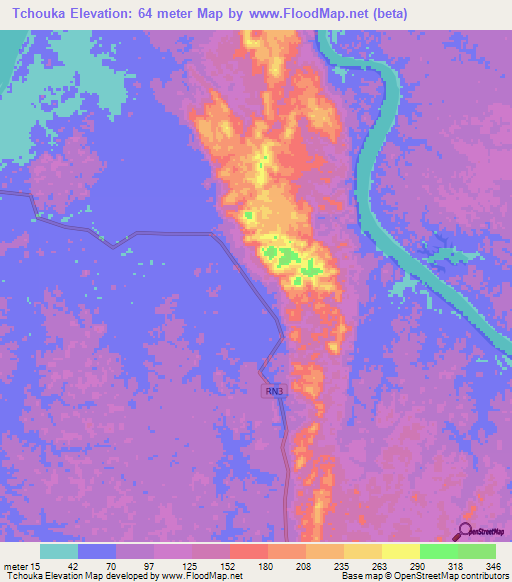 Tchouka,Gabon Elevation Map