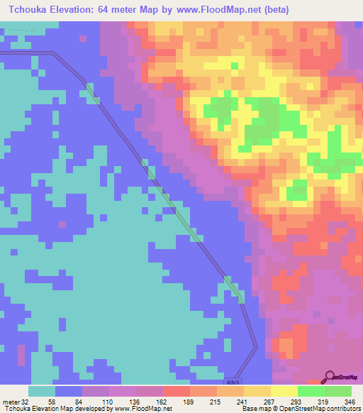 Tchouka,Gabon Elevation Map