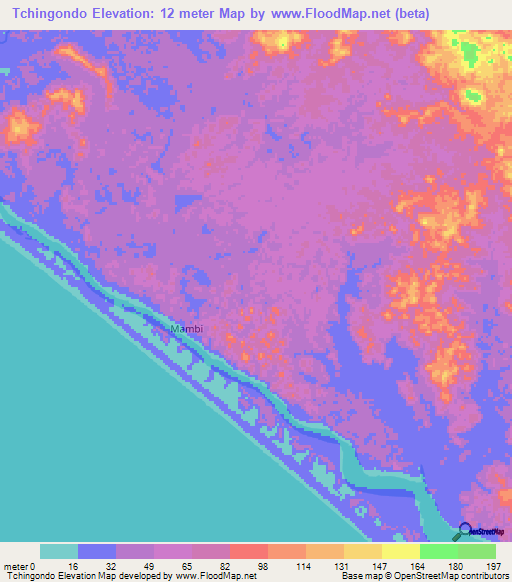 Tchingondo,Gabon Elevation Map