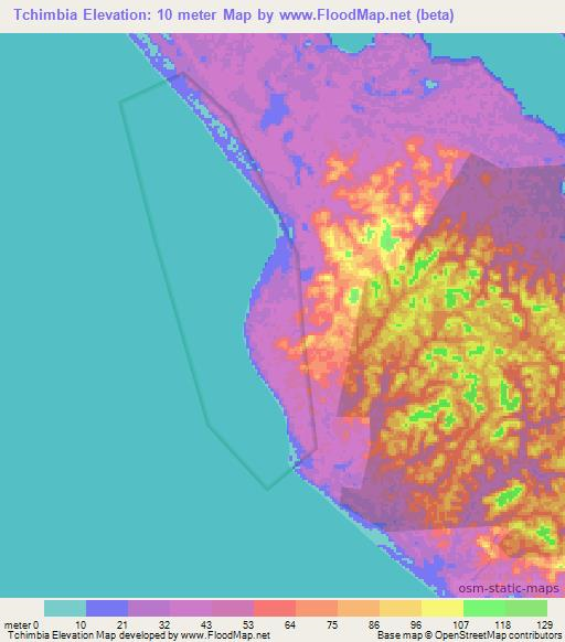 Tchimbia,Gabon Elevation Map