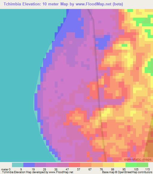 Tchimbia,Gabon Elevation Map