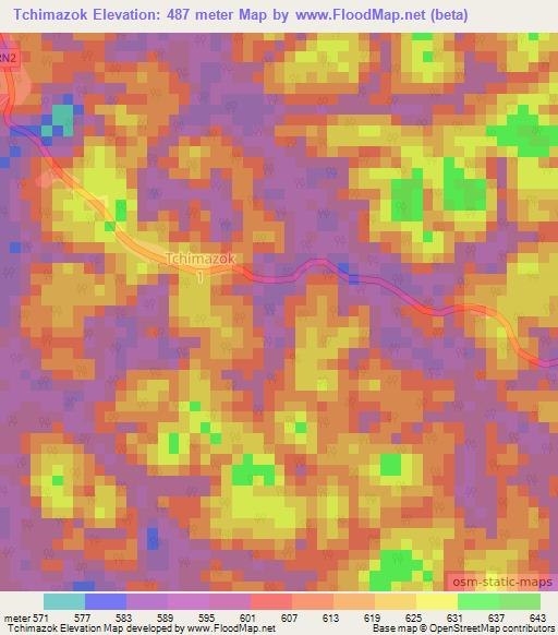 Tchimazok,Gabon Elevation Map