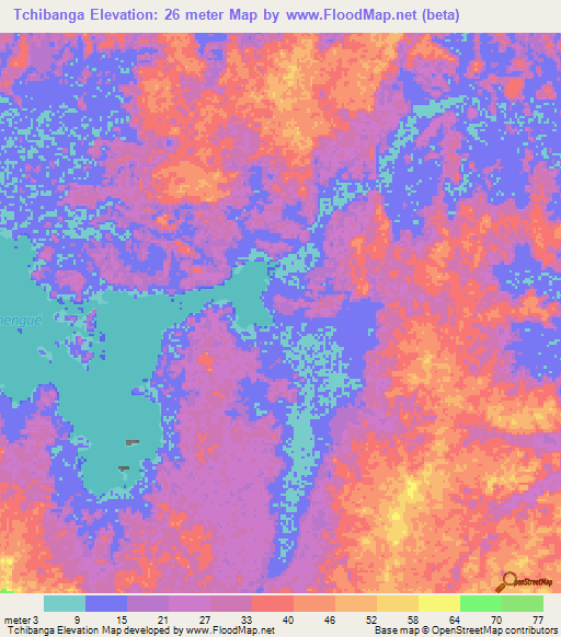 Tchibanga,Gabon Elevation Map