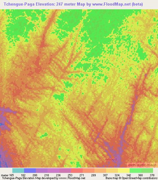 Tchengue-Paga,Gabon Elevation Map
