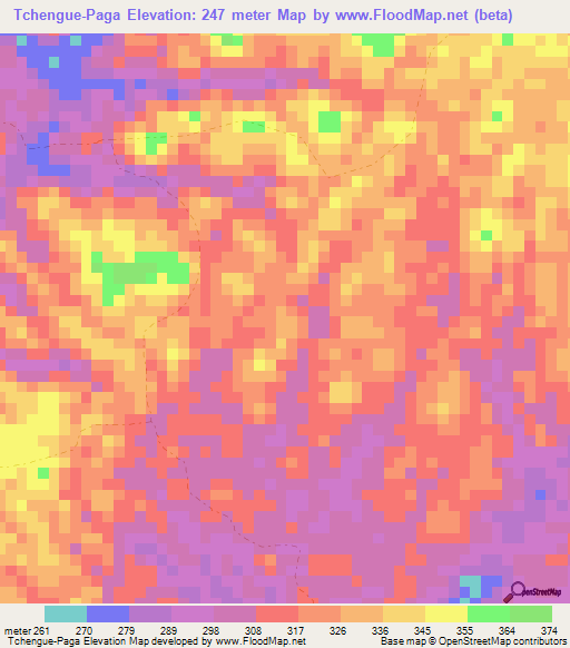 Tchengue-Paga,Gabon Elevation Map