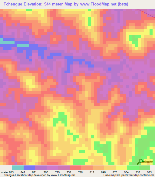 Tchengue,Gabon Elevation Map