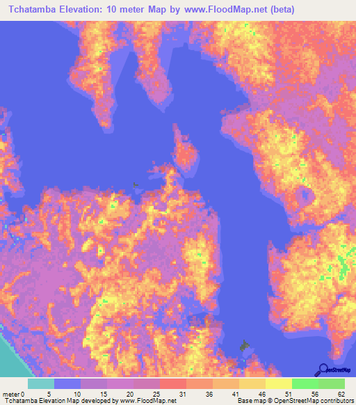 Tchatamba,Gabon Elevation Map