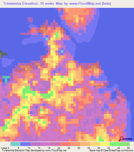 Tchatamba,Gabon Elevation Map
