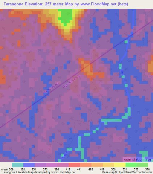 Tarangone,Gabon Elevation Map
